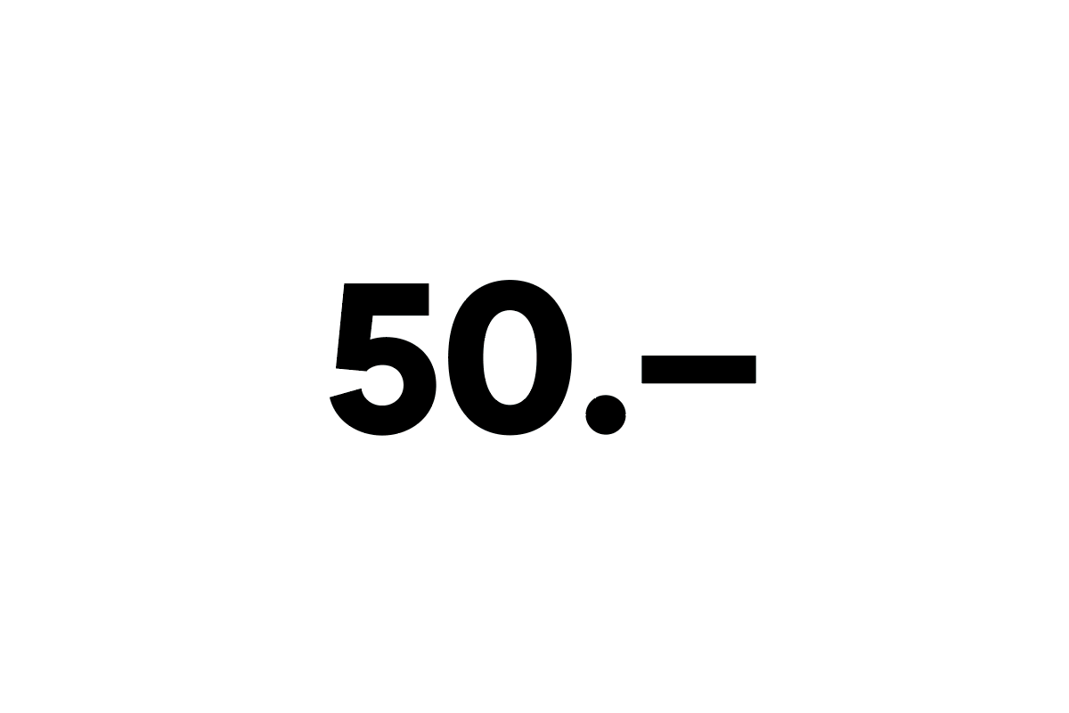 Das Bild zeigt die Zahl „50.-“ elegant zentriert auf einem makellos weißen Hintergrund und symbolisiert Wert und Präzision. Ideal für einen Marketing-Allrounder in der Schweiz, der überzeugende Narrative entwickeln oder Personal-Branding-Initiativen in Zürich vorantreiben möchte.